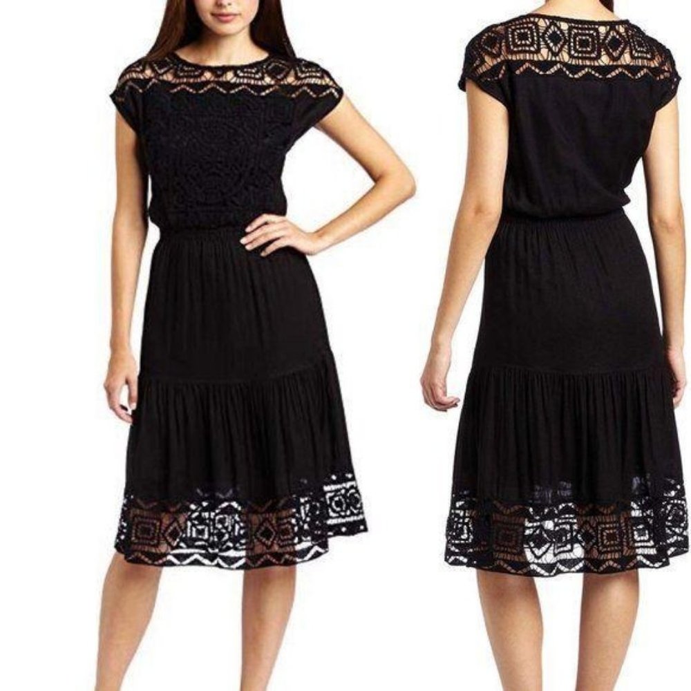 French Conn Holiday Crochet Dress Cocktail Midi Kn